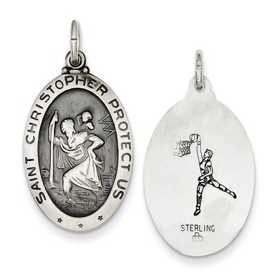 Saint Christopher Basketball Medal Sterling Silver QC3567, MPN: QC3567, 886774582832