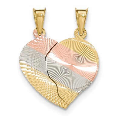 Diamond -cut Break a Part Heart Pendant 14k &amp; Rhodium Polished K5820, MPN: K5820, 886774257501
