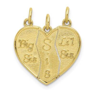 3 Piece Break-Apart Big Sis, Sis &amp; Lil Sis Charm 10k Gold 10M310, MPN: 10M310,