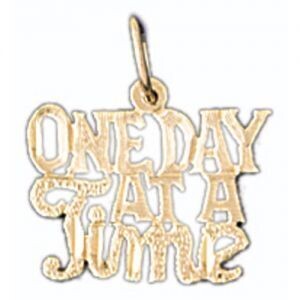 Dazzlers Jewelry One Day At A Time Pendant Necklace Charm Bracelet in Yellow, White or Rose Gold 10…