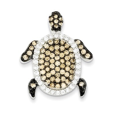 White &amp; Champagne Diamond Turtle Slide Sterling Silver QP2101, MPN: QP2101, 883957497174