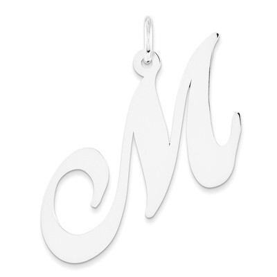 Large Fancy Script Initial M Charm 14k white Gold YC655M, MPN: YC655M, 191101634710