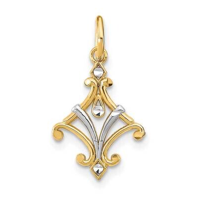 Chandelier Style Charm 14k Gold Rhodium Diamond-cut K9514, MPN: K9514, 637218149025