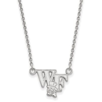 Wake Forest University Small Pendant with Chain Necklace 14k White Gold 4W047WFU-18, MPN: 4W047WFU-…