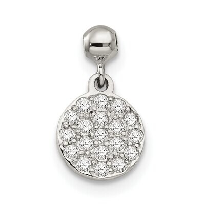 CZ Diamond Dangle Circle Charm Sterling Silver Mio Memento QMM171, MPN: QMM171,