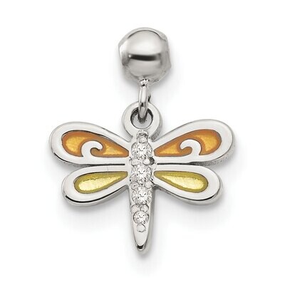 Enamel &amp; CZ Diamond Dangle Dragonfly Charm Sterling Silver Mio Memento QMM119, MPN: QMM119,