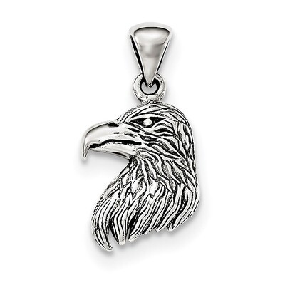 Textured Eagle Head Pendant Sterling Silver Polished QC8943, MPN: QC8943, 191101364716