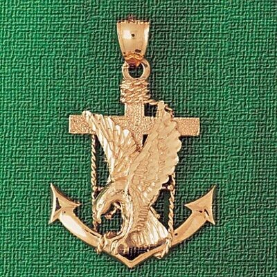 Dazzlers Jewelry Eagle On Anchor Pendant Necklace Charm Bracelet in Yellow, White or Rose Gold 2869…