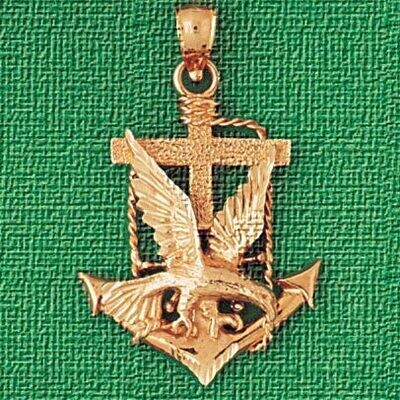 Dazzlers Jewelry Eagle On Anchor Pendant Necklace Charm Bracelet in Yellow, White or Rose Gold 2868…