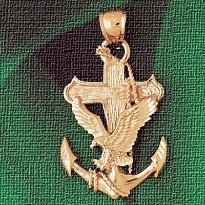 Dazzlers Jewelry Eagle On Anchor Pendant Necklace Charm Bracelet in Yellow, White or Rose Gold 2867…