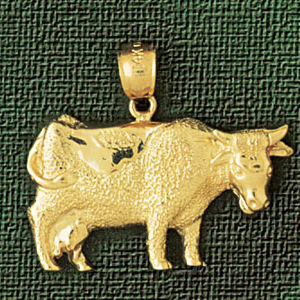 Dazzlers Jewelry Cow Farm Animal Pendant Necklace Charm Bracelet in Yellow, White or Rose Gold 2634…