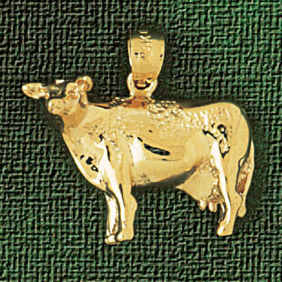 Dazzlers Jewelry Cow Farm Animal Pendant Necklace Charm Bracelet in Yellow, White or Rose Gold 2633…