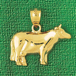 Dazzlers Jewelry Cow Farm Animal Pendant Necklace Charm Bracelet in Yellow, White or Rose Gold 2630…