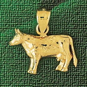 Dazzlers Jewelry Cow Farm Animal Pendant Necklace Charm Bracelet in Yellow, White or Rose Gold 2632…