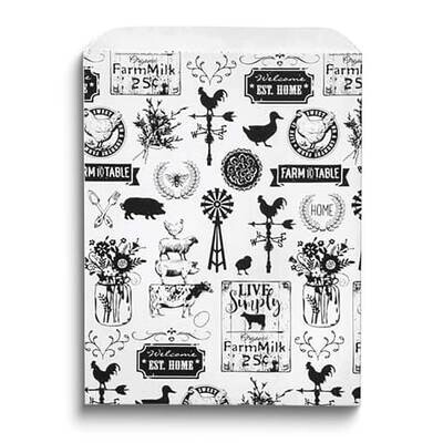 Farm Pattern Pack of 125 Paper 6.25x9.25 Flat Merchandise Bags JT5107-FARM, MPN: JT5107-FARM,