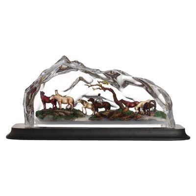 Franz Porcelain Lucite Eight Fine Horses Figurine With Wooden Base FL00107, MPN: FL00107,
