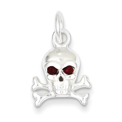 Red Diamond Skull Charm Sterling Silver QC5153, MPN: QC5153, 883957912394