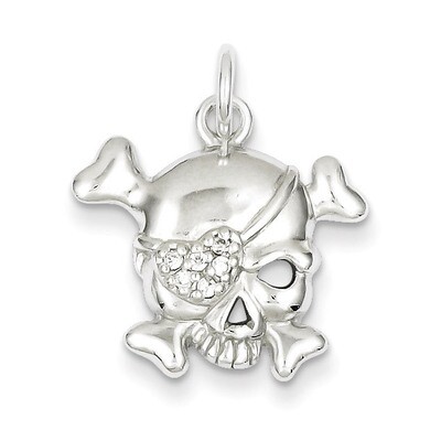 Skull Charm Sterling Silver Diamond QC5159, MPN: QC5159, 883957912424