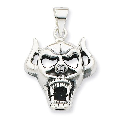 Antiqued Skull Pendant Sterling Silver QC6603