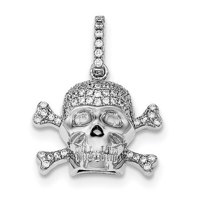 CZ Diamond Skull Pendant Sterling Silver Rhodium-plated QC8961, MPN: QC8961, 191101456121