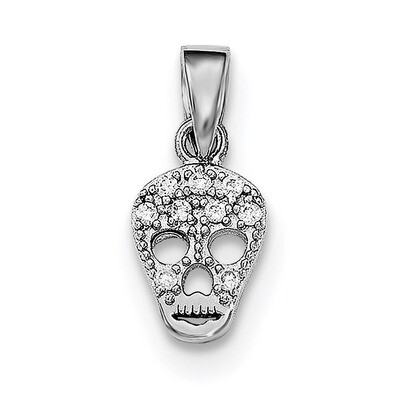 CZ Diamond Skull Pendant Sterling Silver Rhodium-plated QC8960, MPN: QC8960, 191101363962