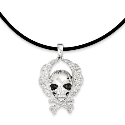 White &amp; Black Diamond Skull Pendant Sterling Silver QP3856, MPN: QP3856, 886774563817