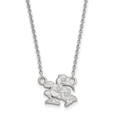 University of Miami Small Pendant with Chain Necklace Sterling Silver SS056UMF-18, MPN: SS056UMF-18…