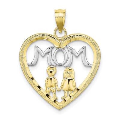Heart with 2 Kids Mom Charm 10k Gold with Rhodium 10K9407, MPN: 10K9407,