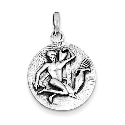 Antique Finish Aquarius Horoscope Pendant Sterling Silver Polished QC7422, MPN: QC7422, 883957029894