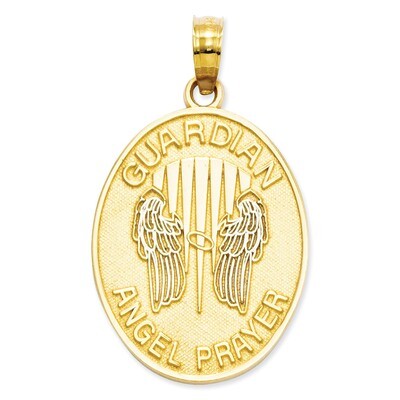 Reversible Prayer Guardian Angel Pendant 14k Gold C4410, MPN: C4410, 637218088393