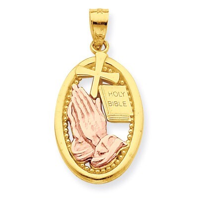 Praying Hands Pendant 10k Two-Tone Gold 10C1042, MPN: 10C1042, 886774019055