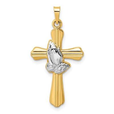 Hollow Praying Hands Cross Pendant 14k Two-Tone Gold Polished XR2026, MPN: XR2026, 196904147405