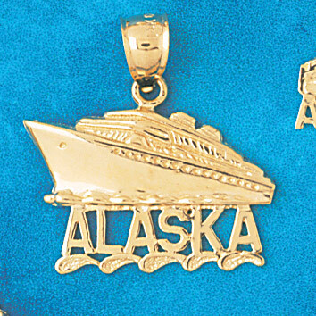 Dazzlers Jewelry Cruise Ship Alaska Pendant Necklace Charm Bracelet in Yellow, White or Rose Gold 1…