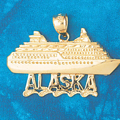 Dazzlers Jewelry Cruise Ship Alaska Pendant Necklace Charm Bracelet in Yellow, White or Rose Gold 1…