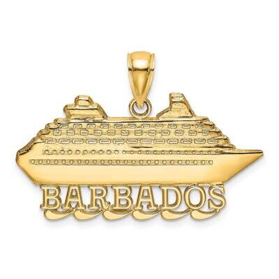 2-D Barbados Cruise Ship Charm 14k Gold Polished K8196, MPN: K8196, 637218088881