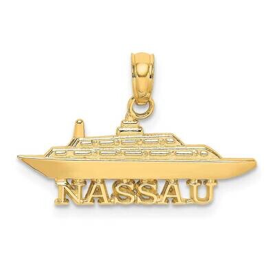 Nassau Under Cruise Ship Charm 14k Gold 2-D K7599, MPN: K7599, 637218142279