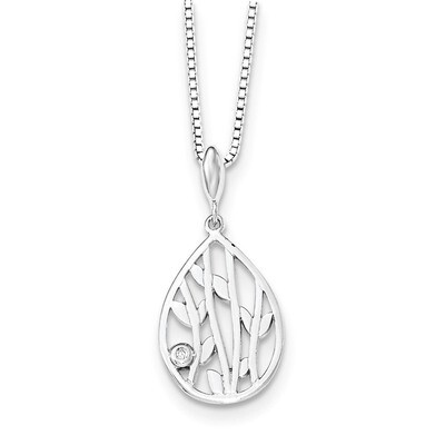 Leaf Pendant Sterling Silver Diamond QW403-18, MPN: QW403-18, 886774967516
