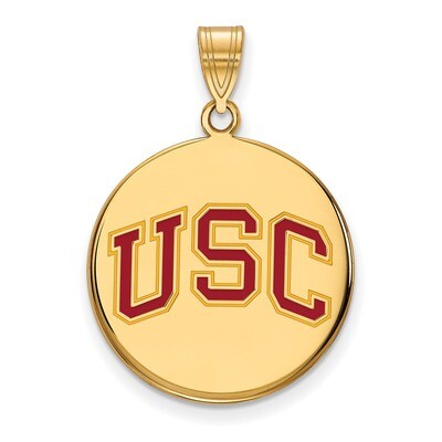 University of Southern California Large Enamel Disc Pendant Gold-plated Sterling Silver GP051USC, M…