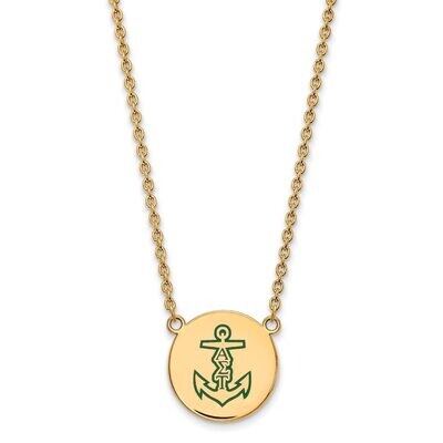 Alpha Sigma Tau Small Enameled Pendant with 18 Inch Chain Gold-plated Silver GP045ALS-18, MPN: GP04…