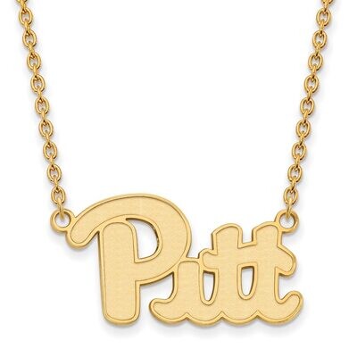 University of Pittsburgh Large Enamel Pendant with Chain Necklace Gold-plated Silver GP010UPI-18, M…