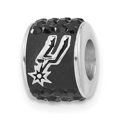 NBA San Antonio Spurs Polished Black Crystal Bead Charm Sterling Silver SPU070CHM-SS, MPN: SPU070CH…