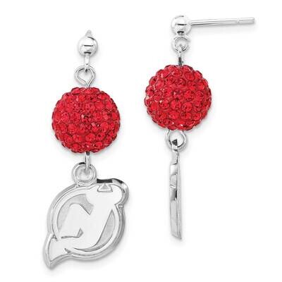 NHL New Jersey Devils Red Crystal Dangle Earrings Sterling Silver DVL069ERB-SS, MPN: DVL069ERB-SS, …