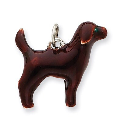 Chocolate Labrador Charm Sterling Silver Enameled QC6453, MPN: QC6453, 886774373775