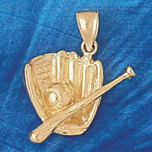 Dazzlers Jewelry Baseball Mitt Glove Pendant Necklace Charm Bracelet in Yellow, White or Rose Gold …