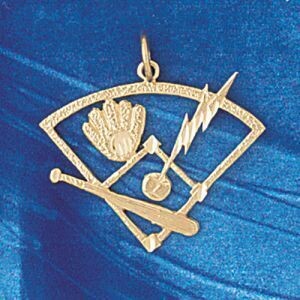 Dazzlers Jewelry Baseball Bat and Glove Pendant Necklace Charm Bracelet in Yellow, White or Rose Go…