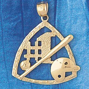 Dazzlers Jewelry Baseball #1 Bat and Glove Pendant Necklace Charm Bracelet in Yellow, White or Rose…