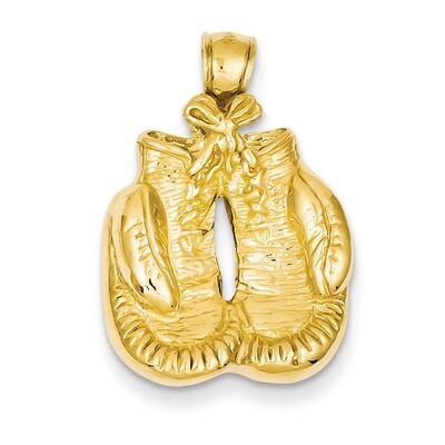 Open-Backed Boxing Gloves Pendant 14k Gold Solid Polished C2643, MPN: C2643, 637218019571
