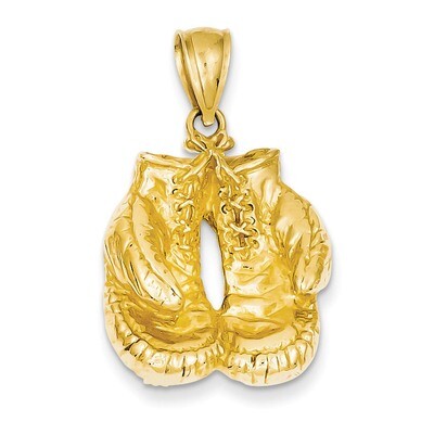 Open-Backed Boxing Gloves Pendant 14k Gold Solid Polished C2644, MPN: C2644, 637218019298
