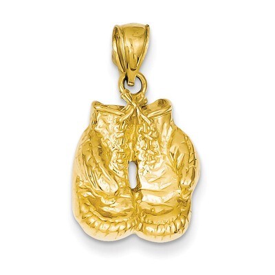Open-Backed Boxing Gloves Pendant 14k Gold Solid Polished C2642, MPN: C2642, 637218020218