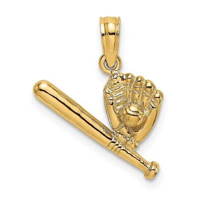 Baseball Bat Glove Charm 14k Gold K3572, MPN: K3572, 637218019533